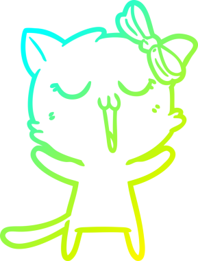 Bir insan tarafından çizilen çizgi film kedisinin soğuk gradyan çizgisi.