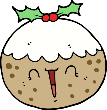 Bir insan tarafından çizilmiş tatlı bir Noel pudingi.