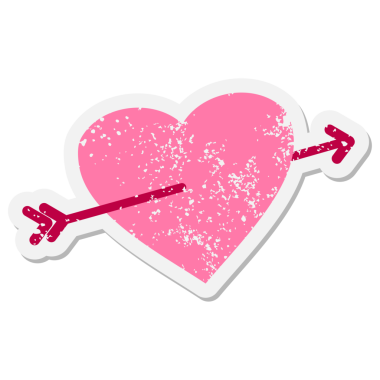 Bir insan tarafından çizilmiş ok grunge etiketli kalp.