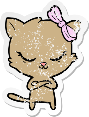 Bir insan tarafından çizilmiş şirin bir çizgi film kedisinin sıkıntılı çıkartması.