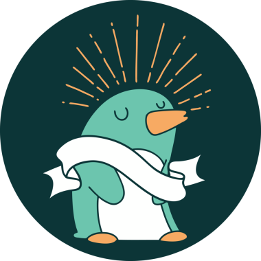 Bir insan tarafından çizilmiş mutlu penguen dövmesi ikonu