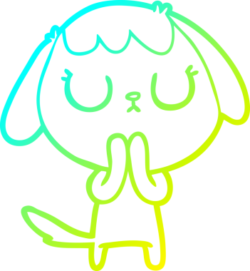 Bir insan tarafından çizilmiş şirin bir çizgi köpeğin soğuk gradyan çizgisi.