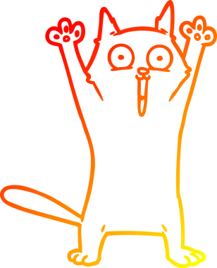 Bir insan tarafından çizilen mutlu çizgi bir kedinin sıcak gradyan çizimi