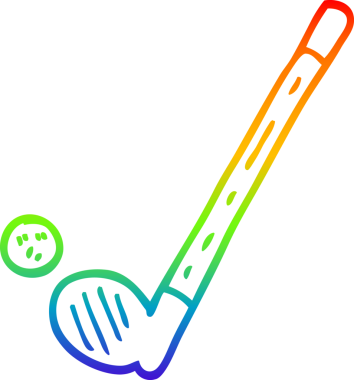 gökkuşağı gradyan çizgisi bir çizgi golf sopası ve bir insan tarafından çizilmiş top