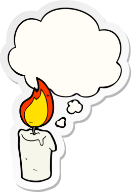 Düşünce baloncuklu çizgi film mumu insan tarafından çizilmiş bir çıkartma gibi.