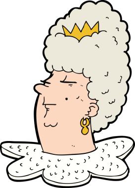 Bir insan tarafından çizilmiş karikatür kraliçesi kafası.