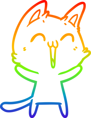 gökkuşağı gradyan çizimi mutlu çizgi film kedisi bir insan tarafından çizildi