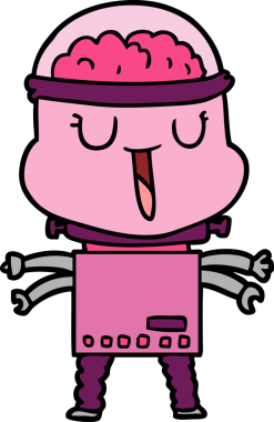 Bir insan tarafından çizilmiş mutlu çizgi film robotu