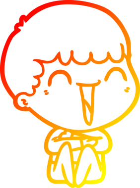 Bir insan tarafından çizilmiş gülen mutlu bir adamın çizgi film çizimi.