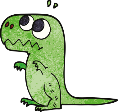 Bir insan tarafından çizilmiş tarih öncesi dinozor karalaması.