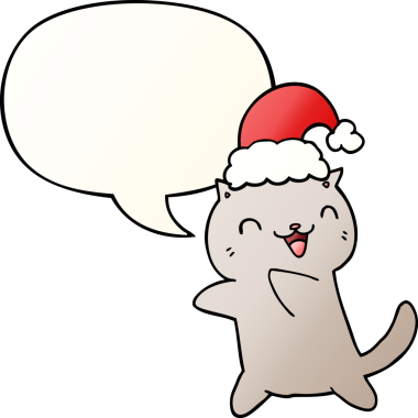 Bir insan tarafından çizilmiş hoş bir çizgi roman kedisi konuşma baloncuğu ile