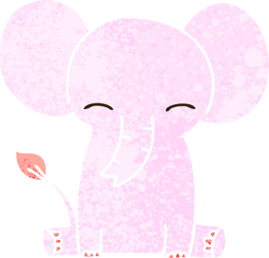 Retro illüstrasyon tarzı bir insan tarafından çizilmiş garip çizgi film fili.