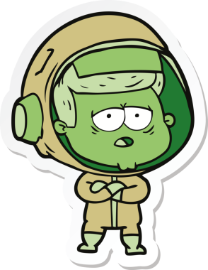 Bir insan tarafından çizilmiş yorgun bir astronotun çıkartması.