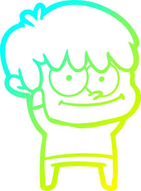 Bir insan tarafından çizilmiş mutlu bir çizgi film karakteri çizimi.