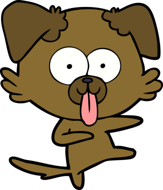 Bir insan tarafından çizilmiş dilli çizgi film köpeği.