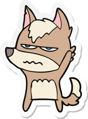 Bir insan tarafından çizilmiş kızgın bir kurdun çıkartması.