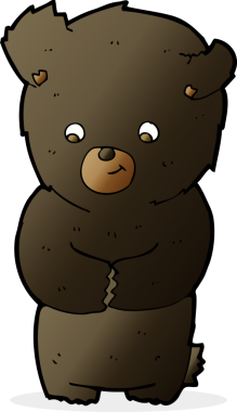 Bir insan tarafından çizilmiş sevimli çizgi film kara ayısı.