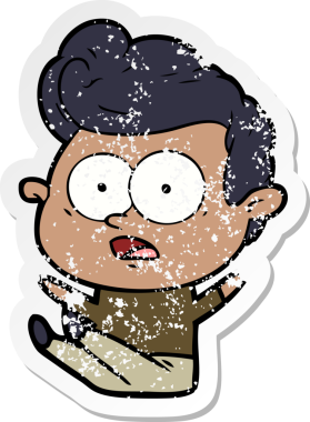 Bir insan tarafından çizilmiş karikatür adamın sıkıntılı çıkartması.