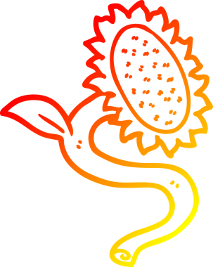 Bir insan tarafından çizilmiş bir ayçiçeğinin sıcak çizgi çizimi