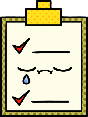 bir insan tarafından çizilmiş kontrol listesinin çizgi roman tarzı karikatürü