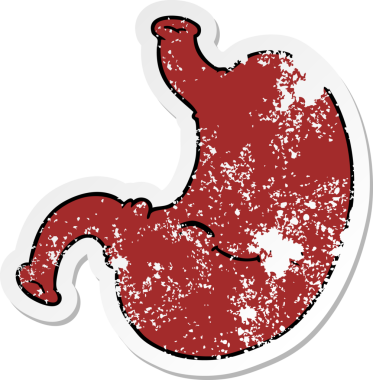 Bir insan tarafından çizilmiş karikatür midesi.