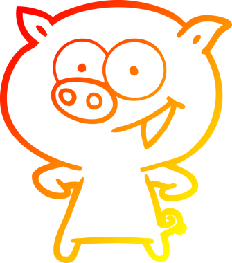 Bir insan tarafından çizilmiş neşeli bir domuz çizgi filmi.