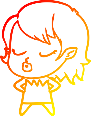 Bir insan tarafından çizilmiş sevimli bir vampir kız çizgi çizimi.