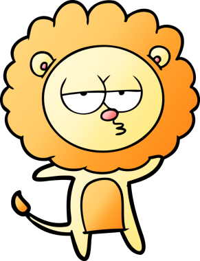 Bir insan tarafından çizilmiş canı sıkkın bir aslan.