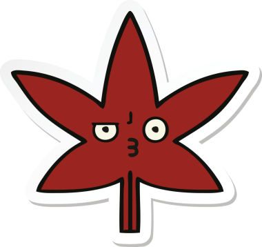 Bir insan tarafından çizilmiş güzel bir sonbahar yaprağının çıkartması.