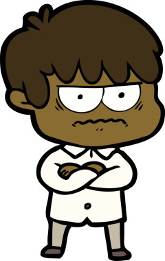 Bir insan tarafından çizilmiş sinirli çizgi film çocuğu.