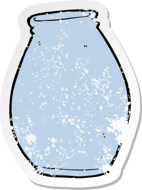 Bir insanın çizdiği karikatür vazosunun gerilimli retro yapıştırması.