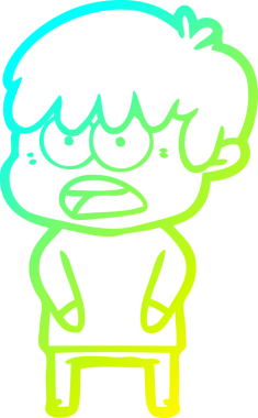 Bir insan tarafından çizilmiş endişeli çizgi film çocuğunun soğuk gradyan çizgisi.