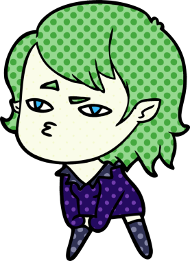 Bir insan tarafından çizilmiş vampir kız çizgi filmi.