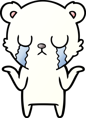 Bir insan tarafından çizilmiş üzgün küçük kutup ayısı çizgi filmi.