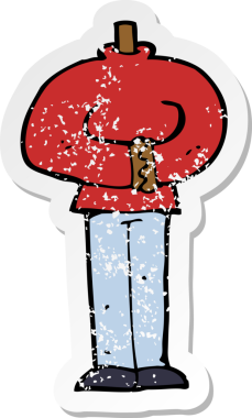 Bir insan tarafından çizilmiş bir karikatürün gerilimli çıkartması.