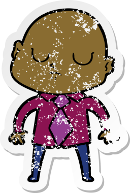 Bir insan tarafından çizilmiş kel bir adamın sıkıntılı çıkartması.