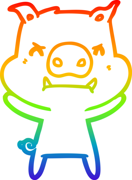 Bir insan tarafından çizilmiş kızgın çizgi film domuzu çizimi.