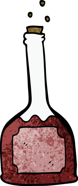 Bir insan tarafından çizilmiş kırmızı şarap şişesi.