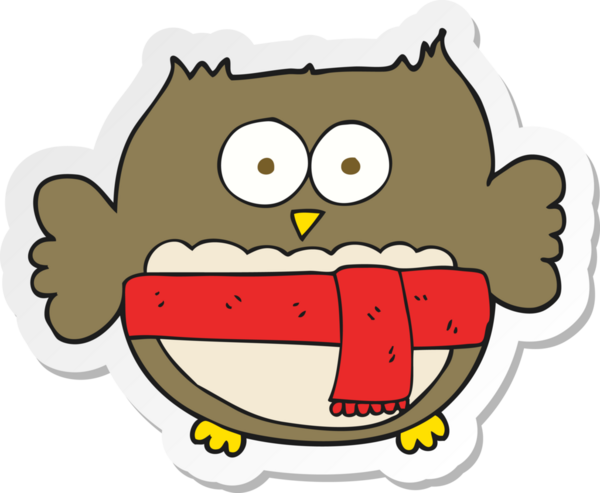 Bir insan tarafından çizilmiş şirin bir baykuşun çıkartması.