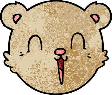 Bir insan tarafından çizilmiş sevimli bir oyuncak ayı yüzü.