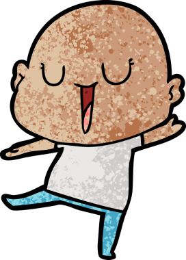 Bir insan tarafından çizilmiş mutlu, kel adam.