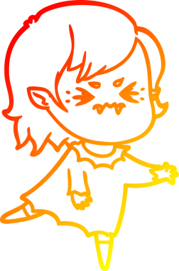 Bir insan tarafından çizilmiş kızgın bir vampir kız çizgi çizimi.