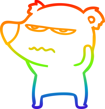 Bir insan tarafından çizilmiş kızgın bir ayı kutup karikatürü çizimi.