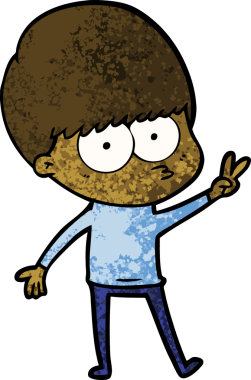 Bir insan tarafından çizilmiş sinirli çizgi film çocuğu.