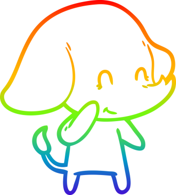 Gökkuşağı gradyan çizgisi bir insan tarafından çizilmiş şirin bir fil çizimi