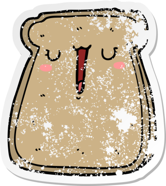 Bir insan tarafından çizilmiş karikatür tostunun sıkıntılı çıkartması.