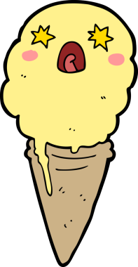 Bir insan tarafından çizilmiş karikatür şoklu dondurma.