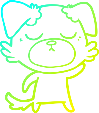 Bir insan tarafından çizilmiş şirin bir çizgi köpeğin soğuk gradyan çizgisi.