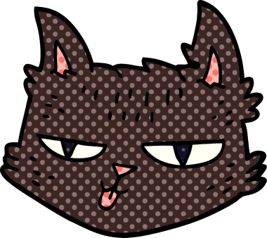 Bir insan tarafından çizilmiş komik karikatür kedisi