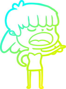 Bir insan tarafından yüksek sesle çizilmiş bir karikatür kadın çizimi.